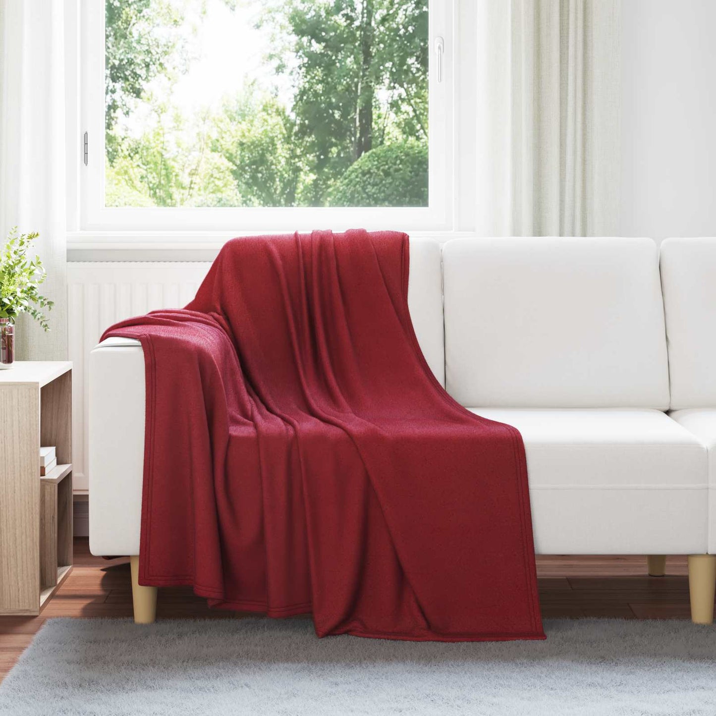 Überwurfdecke 200 X 150 Cm Fleece Bordeauxrot