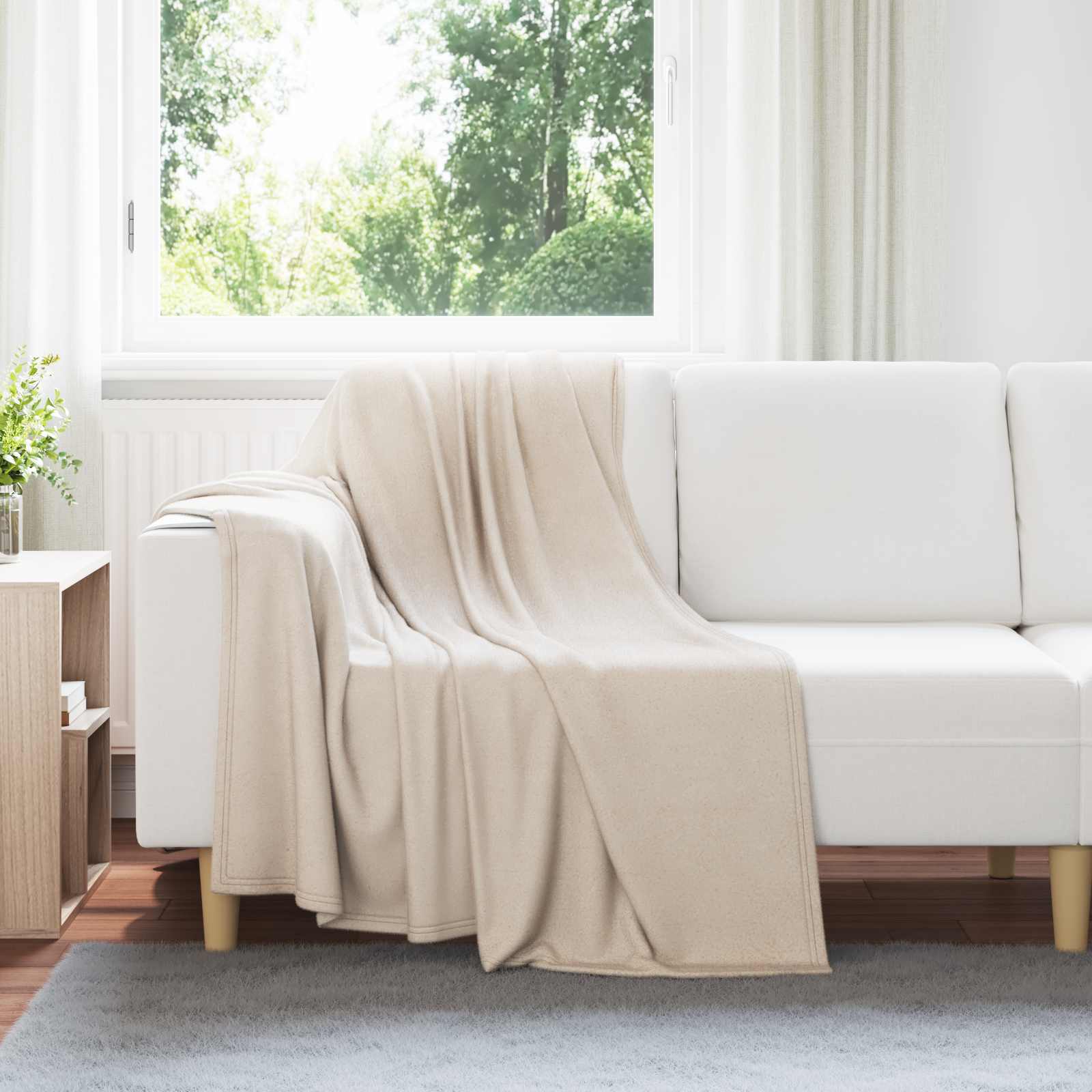 Überwurfdecke 170 X 130 Cm Fleece Beige