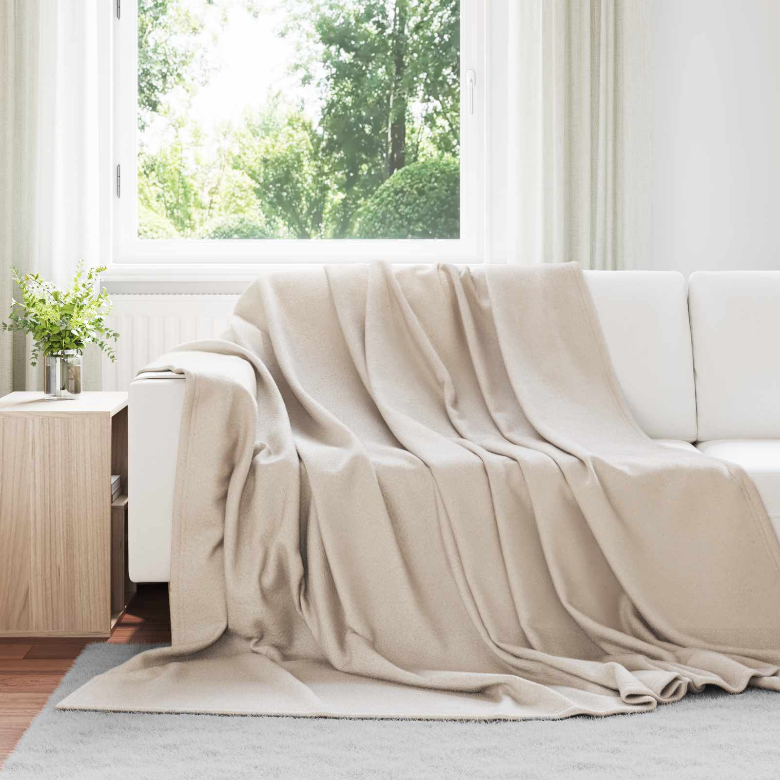 Überwurfdecke 170 X 130 Cm Fleece Beige