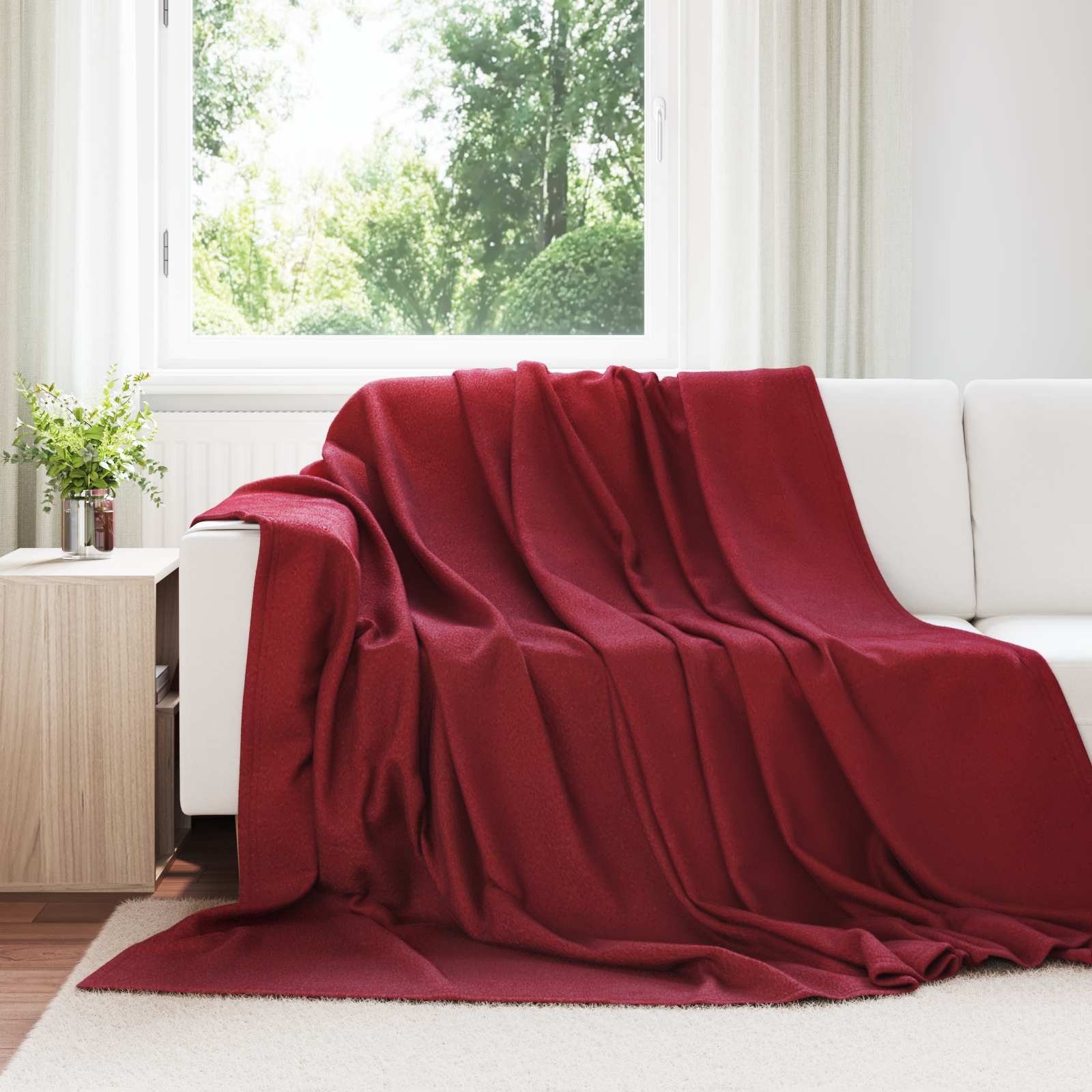 Überwurfdecke 200 X 150 Cm Fleece Bordeauxrot