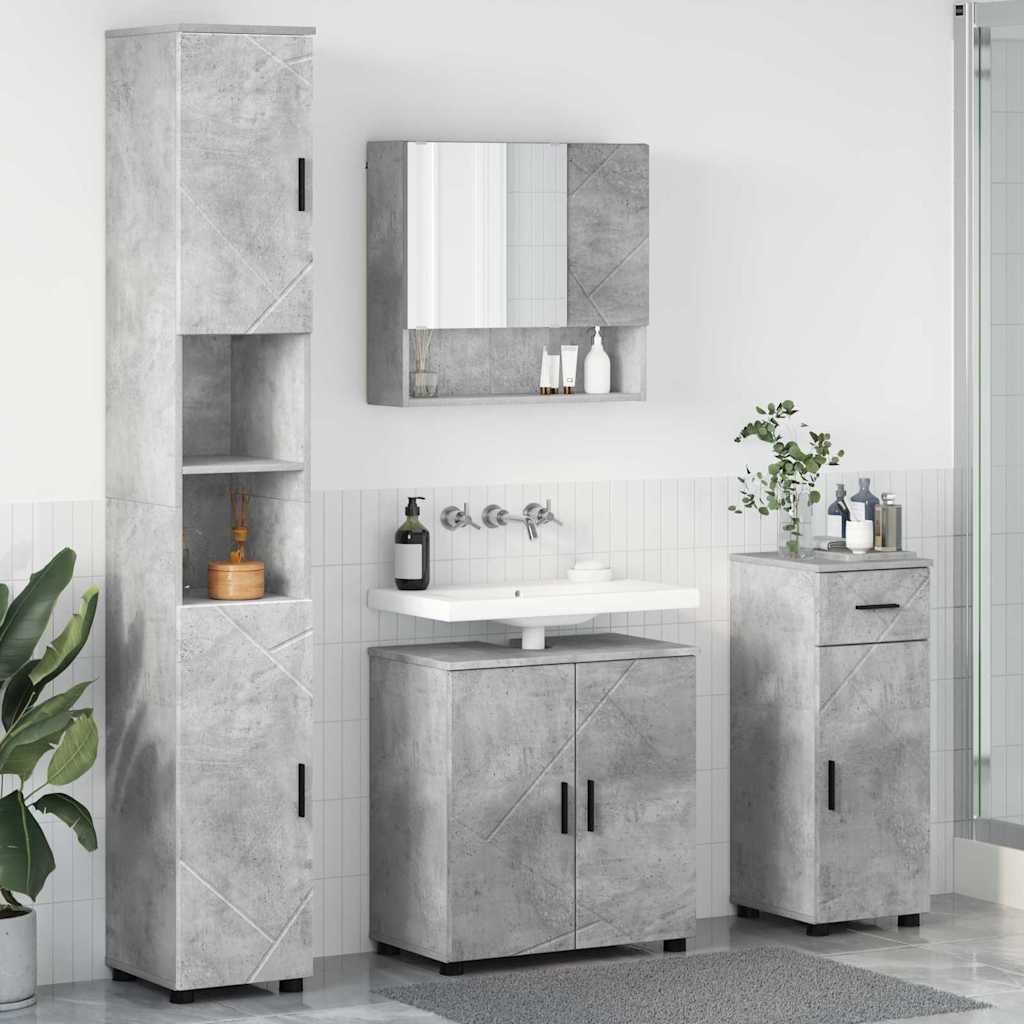 Badezimmermöbel-Set 4 Pcs Hochglanz Weiß Holzwerkstoff & Metall
