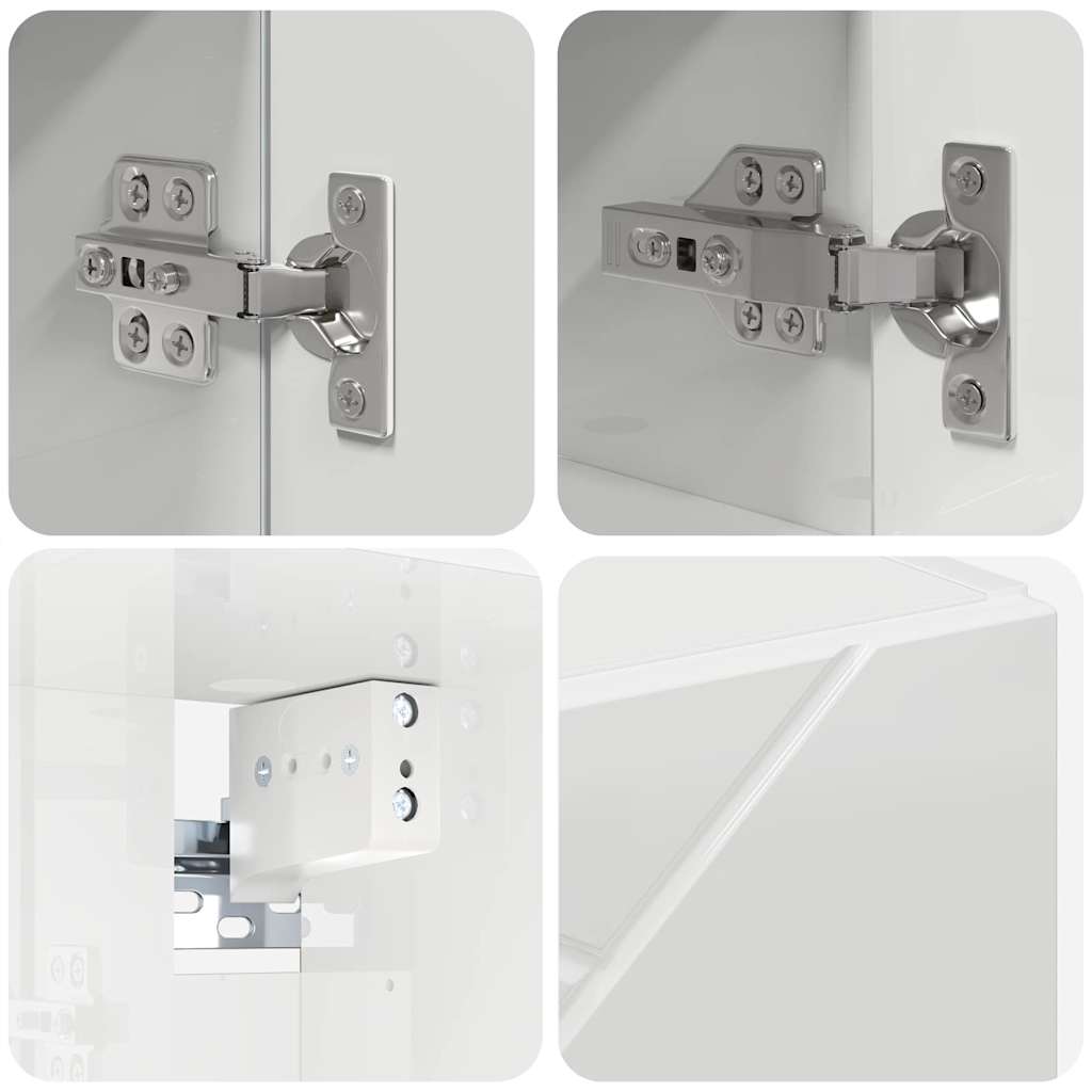 Badezimmermöbel-Set 4 Pcs Hochglanz Weiß Holzwerkstoff & Metall