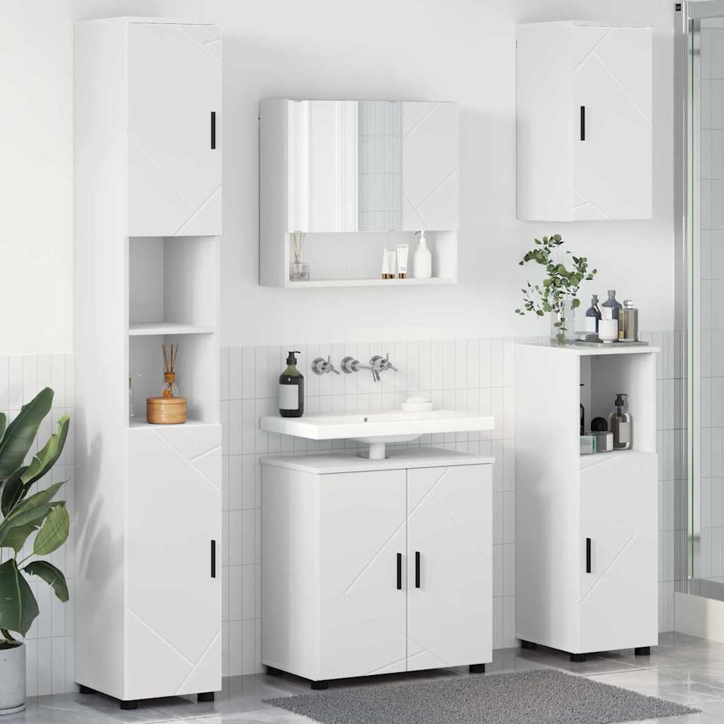 Badezimmermöbel-Set 5 Pcs Beton Grau Holzwerkstoff & Metall
