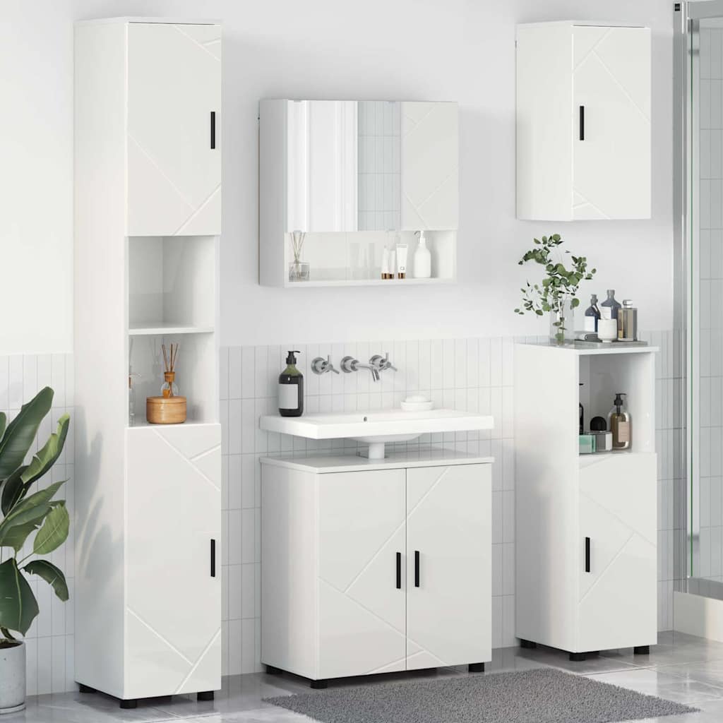 Badezimmermöbel-Set 5 Pcs Beton Grau Holzwerkstoff & Metall