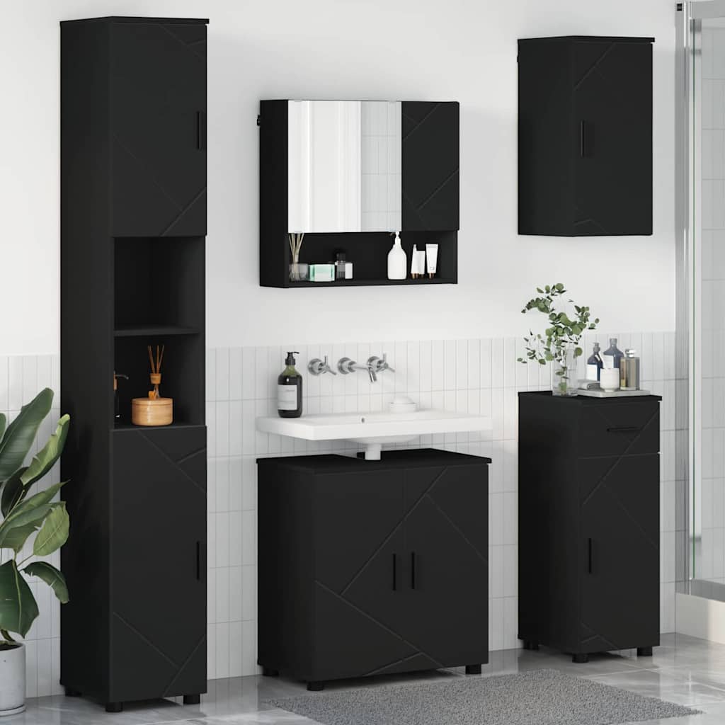 Badezimmermöbel-Set 5 Pcs Beton Grau Holzwerkstoff & Metall