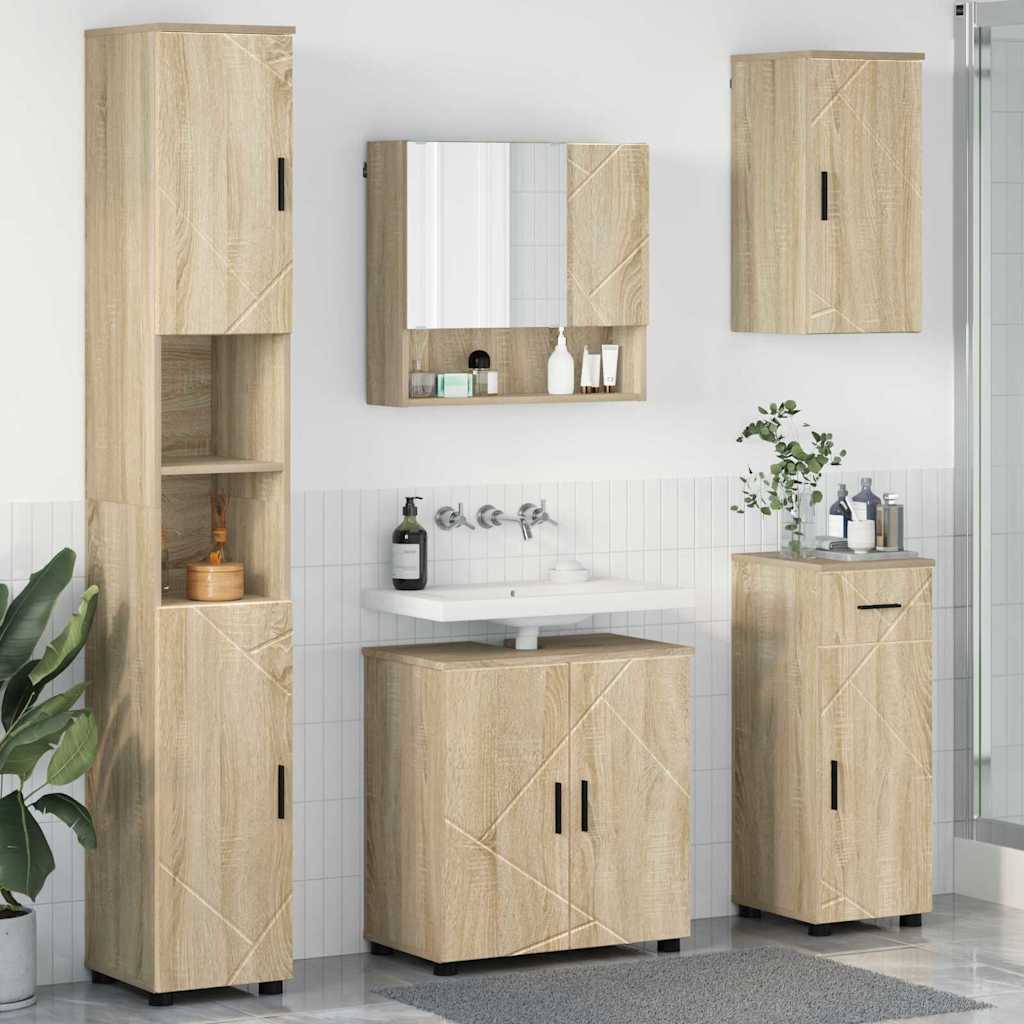 Badezimmermöbel-Set 5 Pcs Beton Grau Holzwerkstoff & Metall