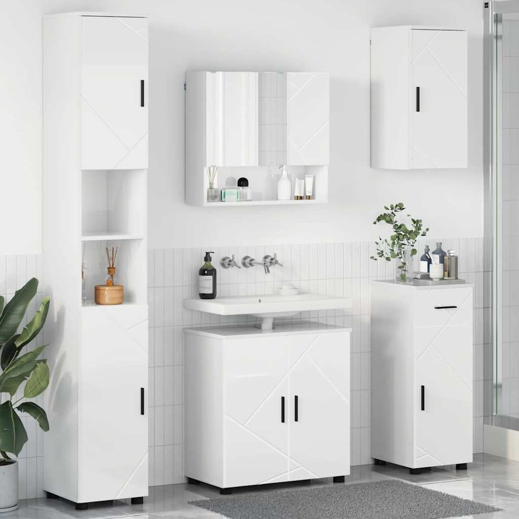 Badezimmermöbel-Set 5 Pcs Beton Grau Holzwerkstoff & Metall