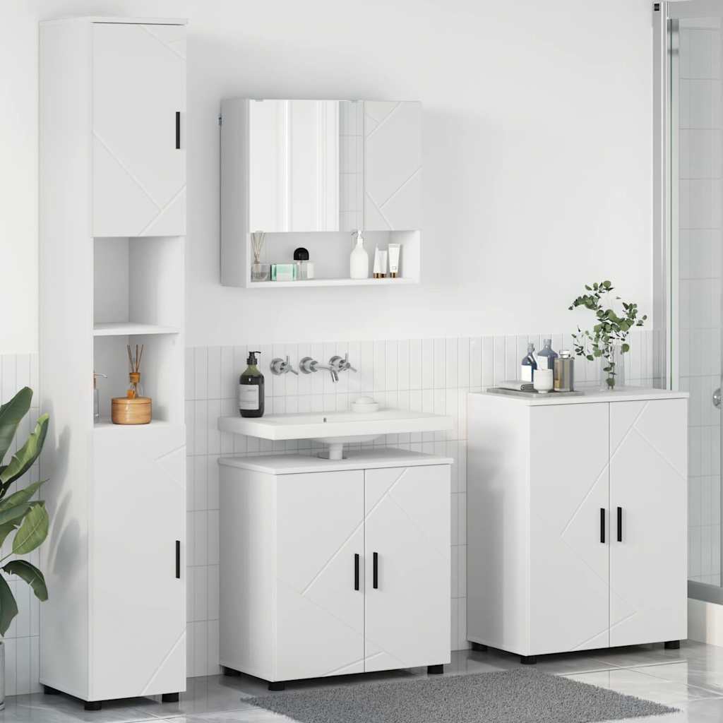 Badezimmermöbel-Set 4 Pcs Holzwerkstoff & Metall