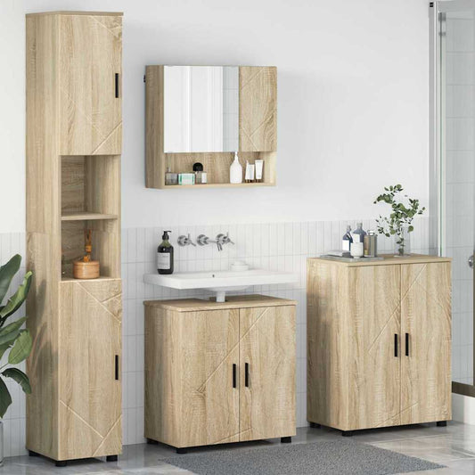Badezimmermöbel-Set 4 Pcs Holzwerkstoff & Metall
