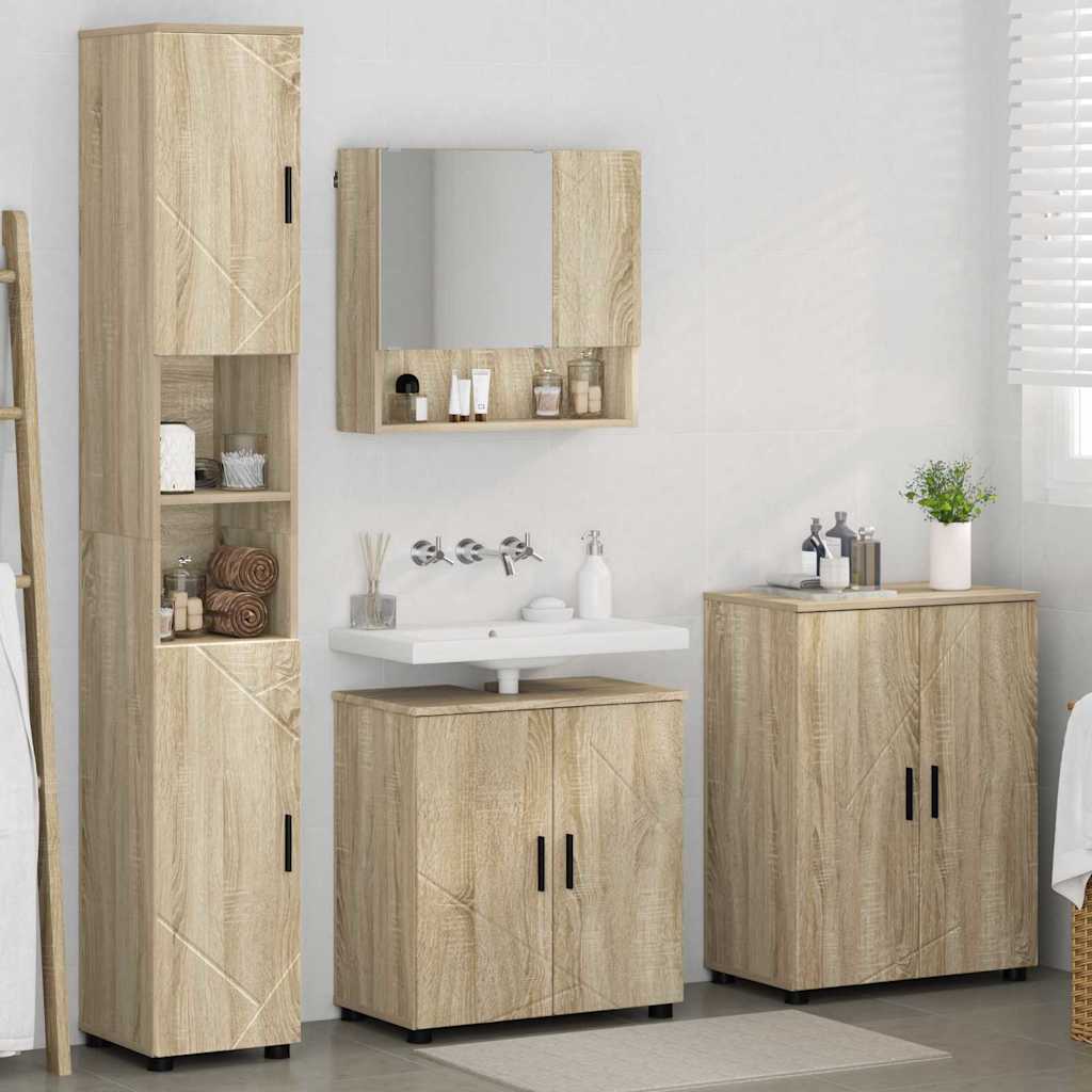 Badezimmermöbel-Set 4 Pcs Holzwerkstoff & Metall
