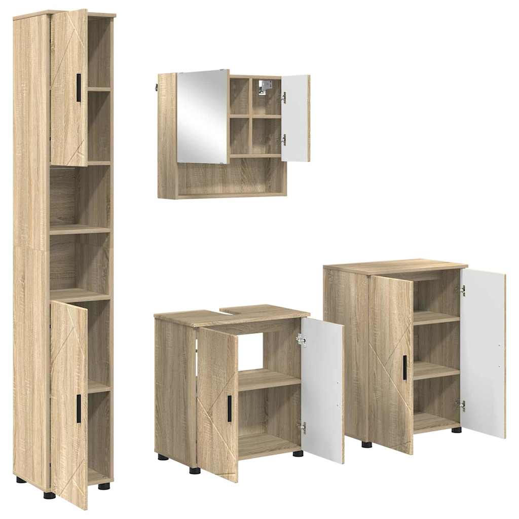 Badezimmermöbel-Set 4 Pcs Holzwerkstoff & Metall