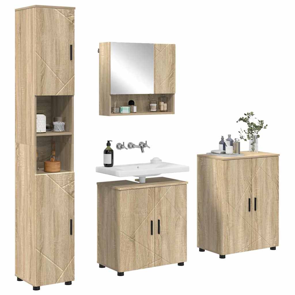 Badezimmermöbel-Set 4 Pcs Holzwerkstoff & Metall