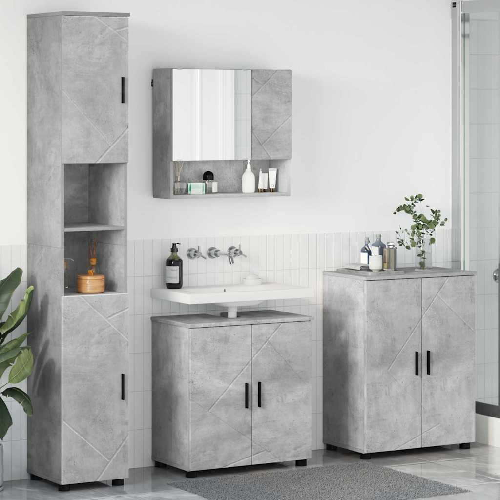 Badezimmermöbel-Set 4 Pcs Holzwerkstoff & Metall