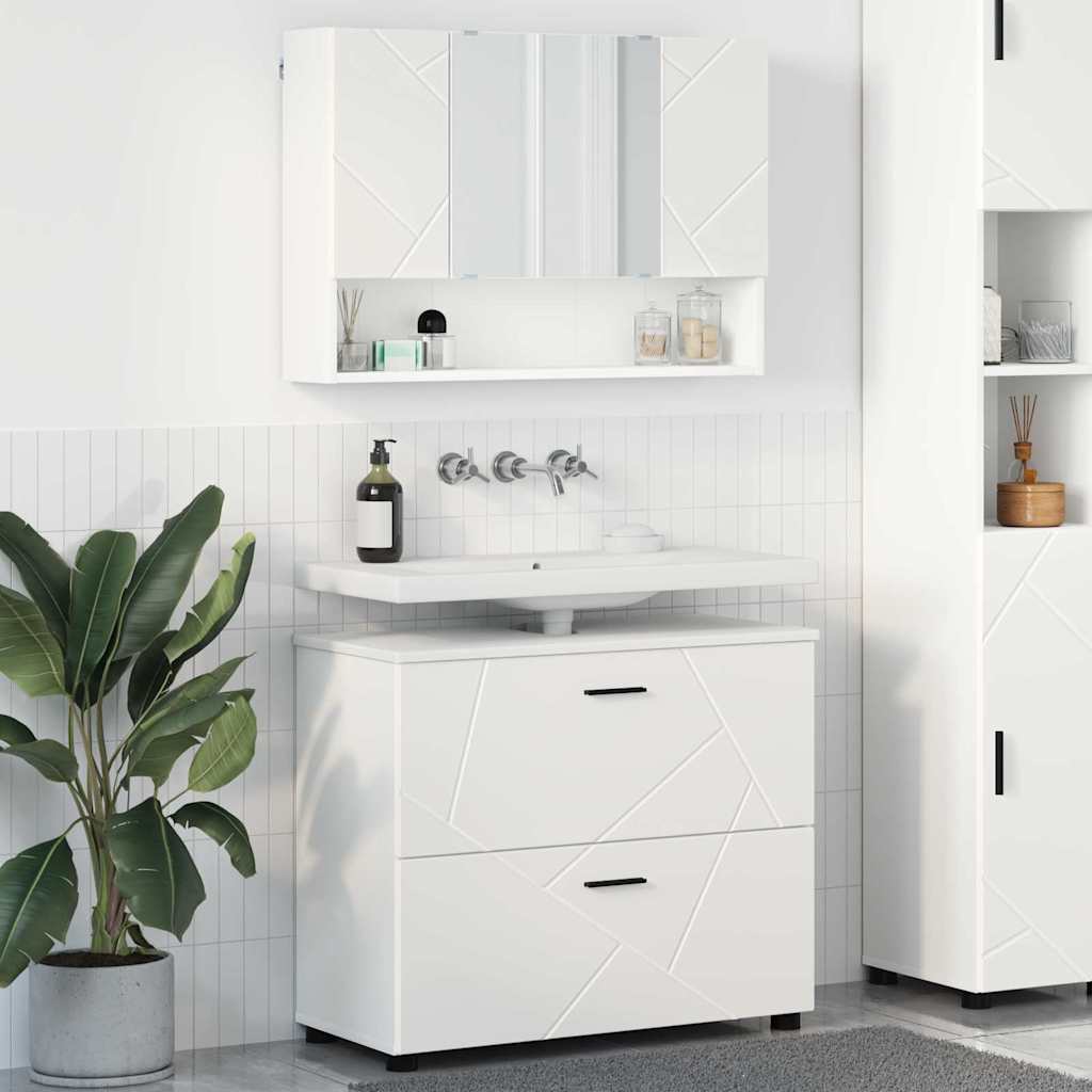 Badezimmermöbel-Set 2 Pcs Beton Grau Sperrholz Und Metall