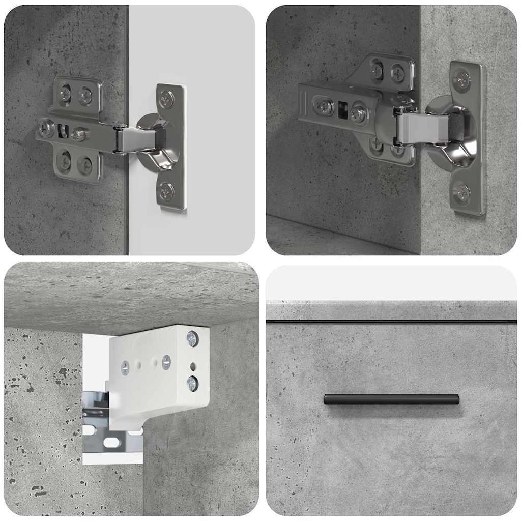 Badezimmermöbel-Set 2 Pcs Beton Grau Sperrholz Und Metall