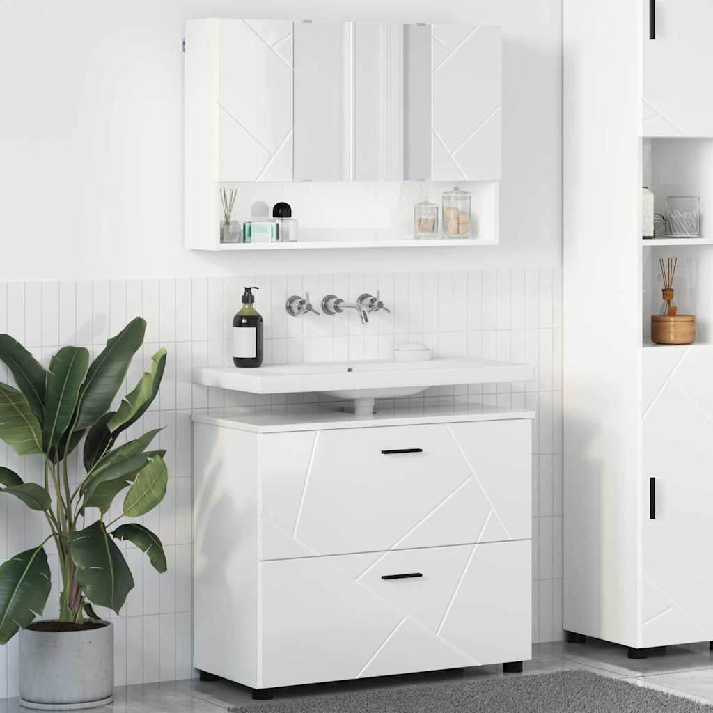 Badezimmermöbel-Set 2 Pcs Beton Grau Sperrholz Und Metall