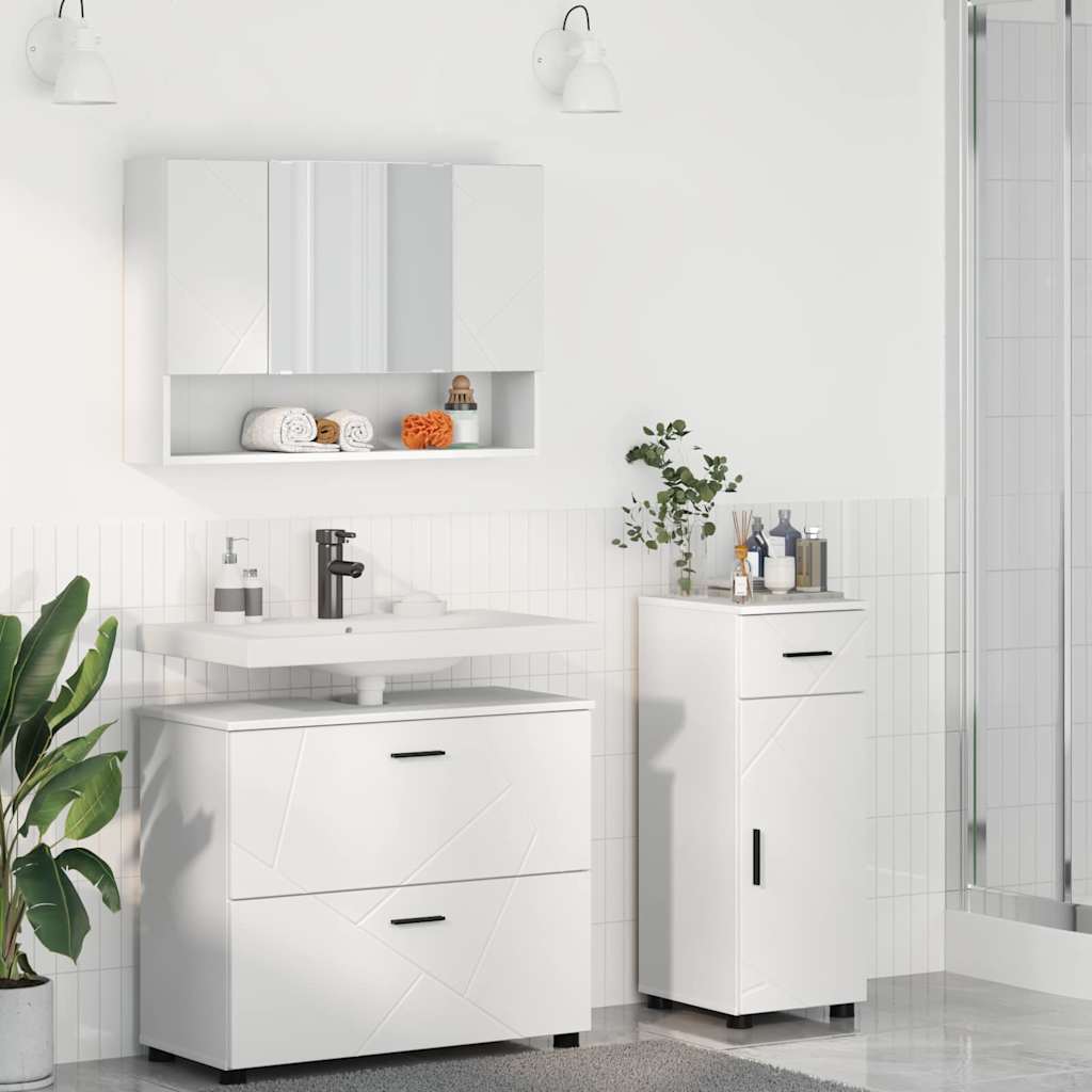 Badezimmermöbel-Set 3 Pcs Beton Grau Sperrholz Und Metall