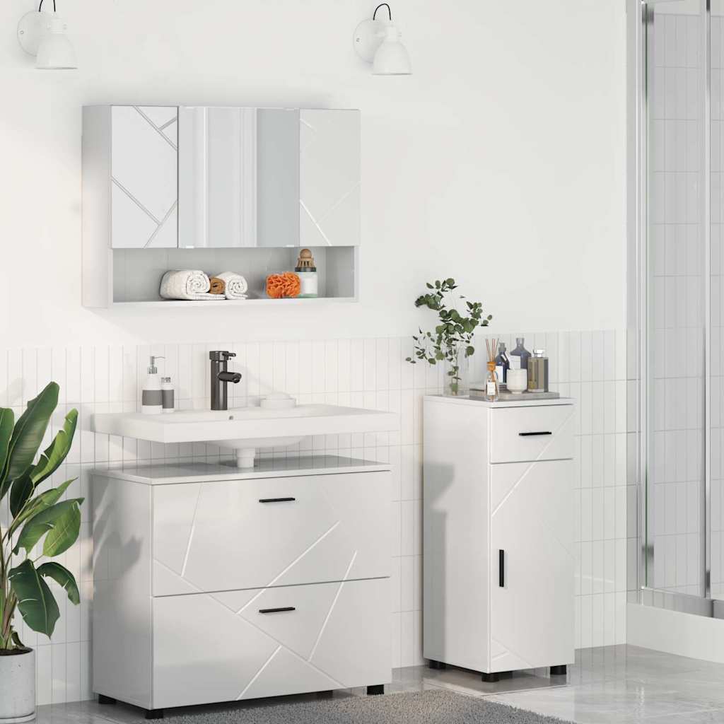 Badezimmermöbel-Set 3 Pcs Beton Grau Sperrholz Und Metall