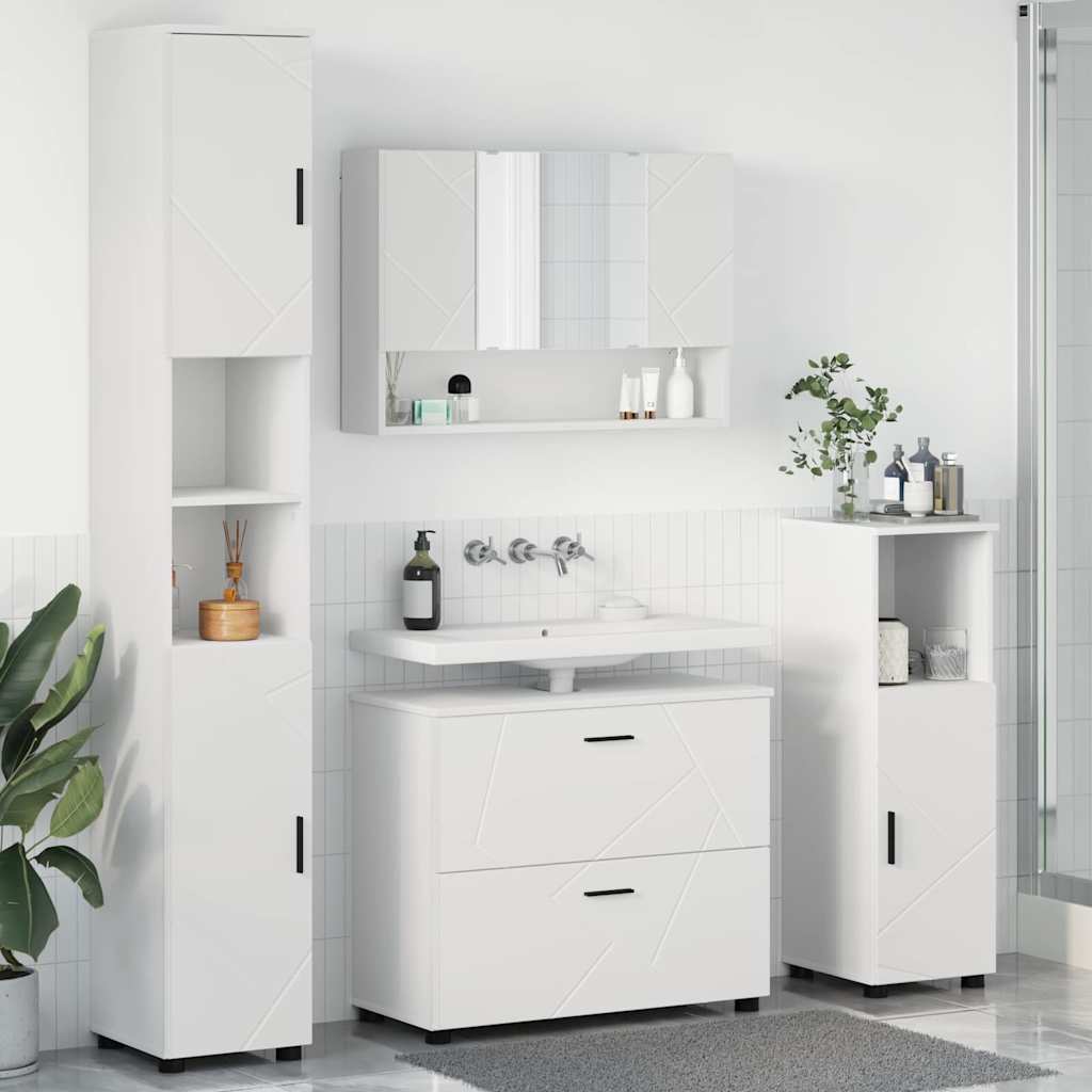 Badezimmermöbel-Set 4 Pcs Beton Grau Sperrholz Und Metall