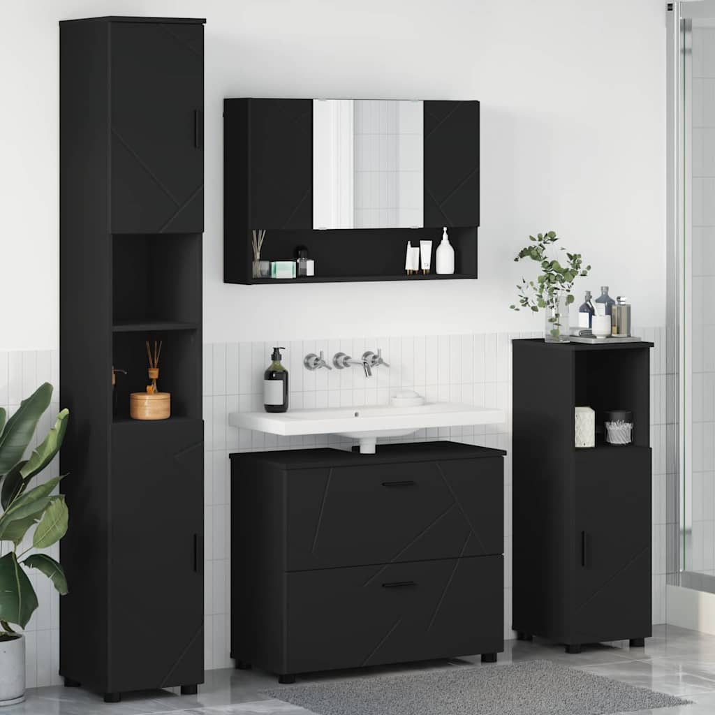 Badezimmermöbel-Set 4 Pcs Beton Grau Sperrholz Und Metall