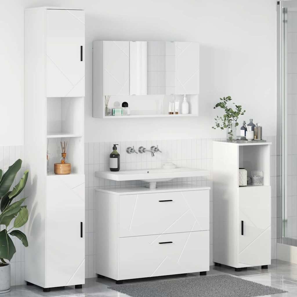 Badezimmermöbel-Set 4 Pcs Beton Grau Sperrholz Und Metall