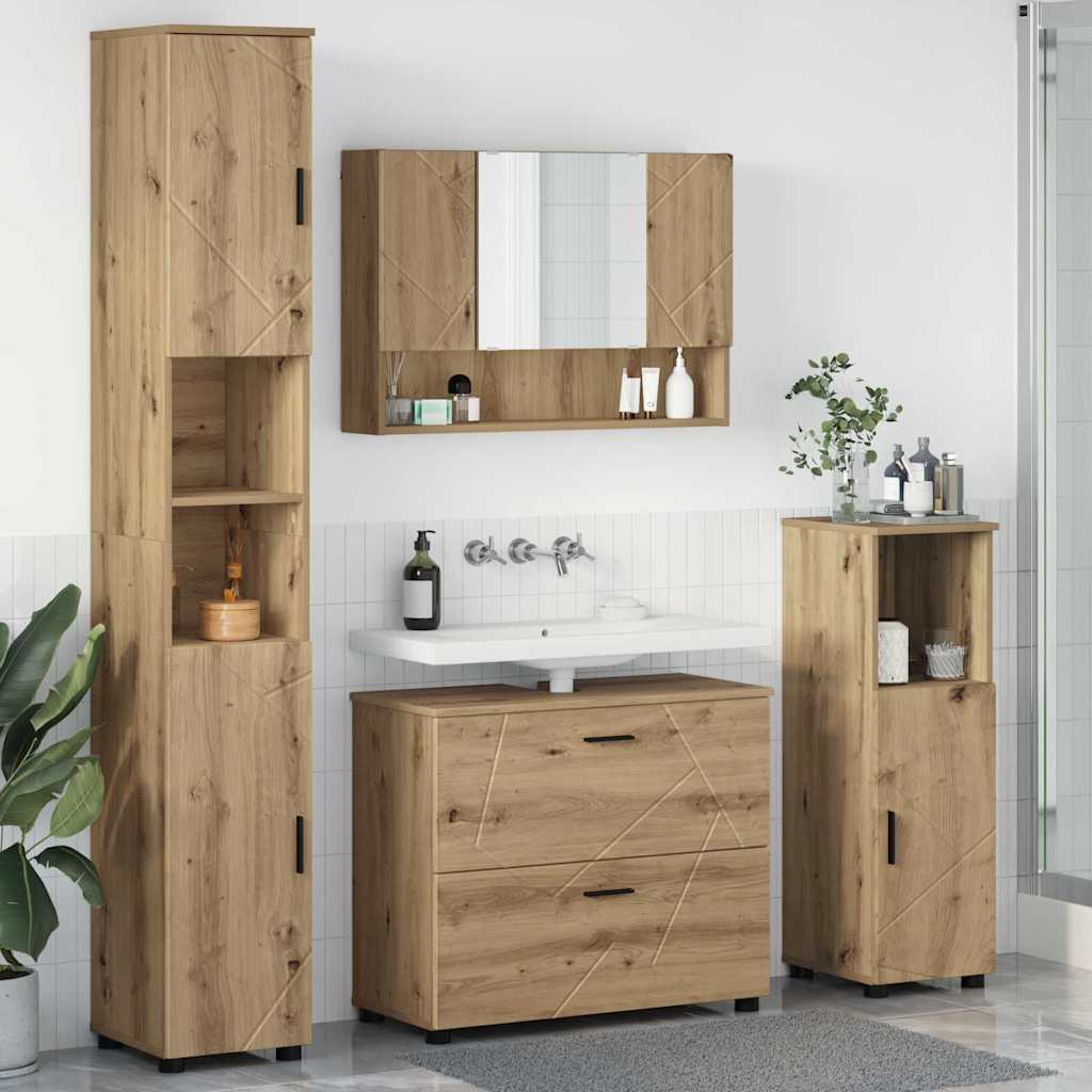 Badezimmermöbel-Set 4 Pcs Beton Grau Sperrholz Und Metall