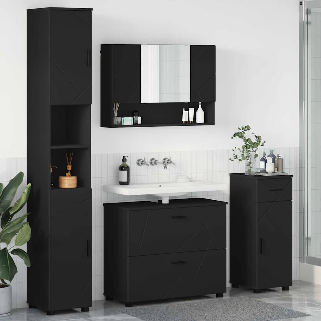 Badezimmermöbel-Set 4 Pcs Beton Grau Sperrholz Und Metall