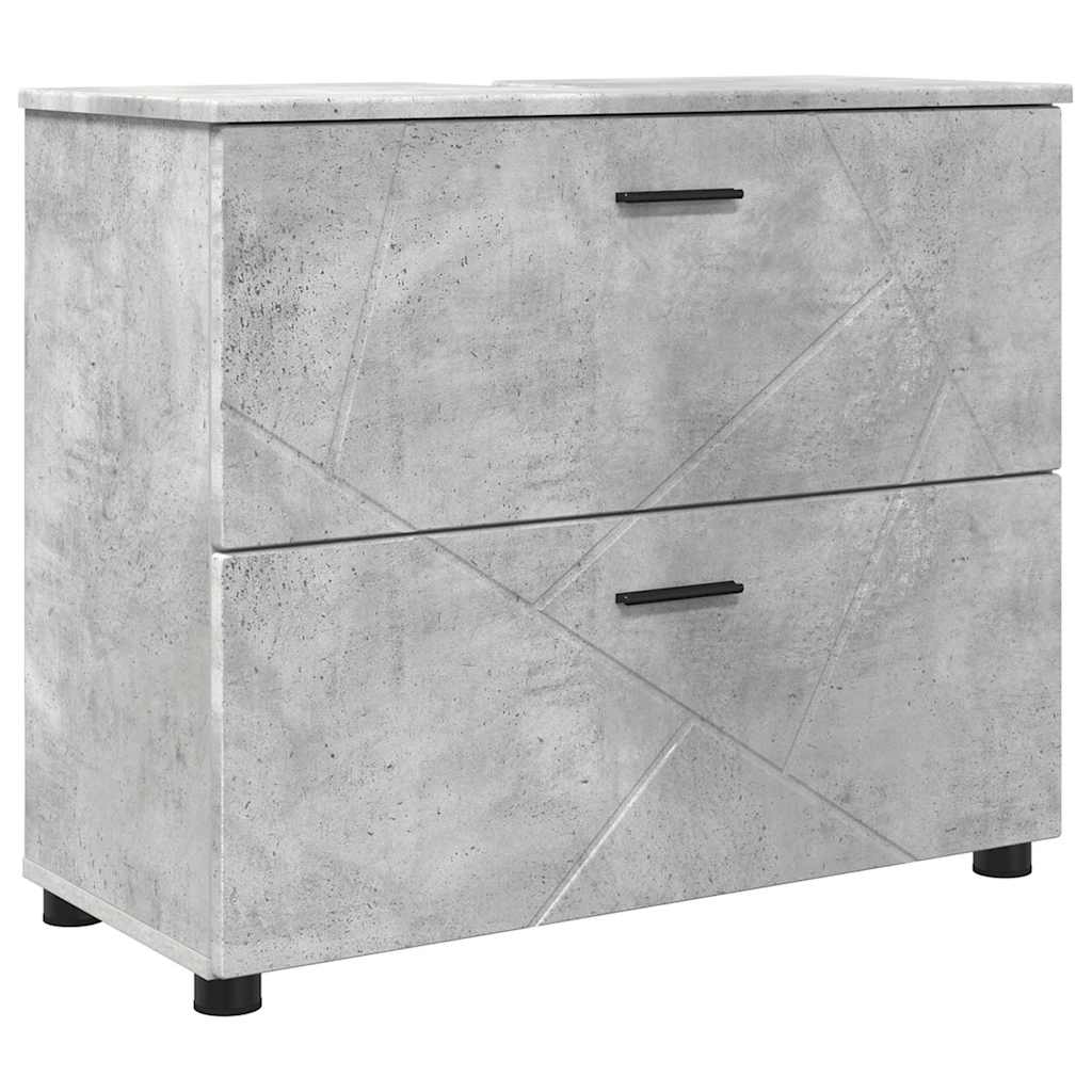 Badezimmermöbel-Set 4 Pcs Beton Grau Sperrholz Und Metall