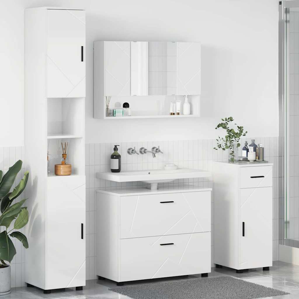 Badezimmermöbel-Set 4 Pcs Beton Grau Sperrholz Und Metall