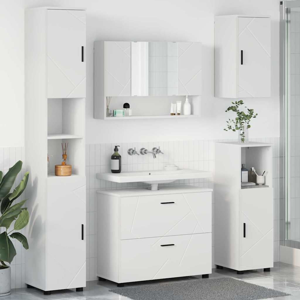 Badezimmermöbel-Set 5 Pcs Beton Grau Sperrholz Und Metall