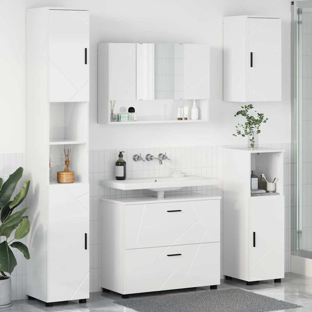Badezimmermöbel-Set 5 Pcs Beton Grau Sperrholz Und Metall