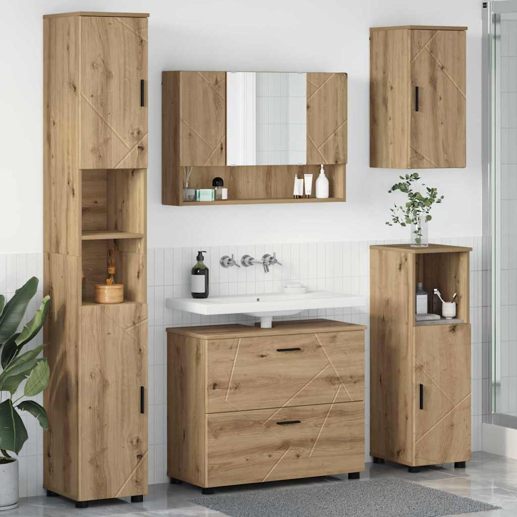 Badezimmermöbel-Set 5 Pcs Beton Grau Sperrholz Und Metall