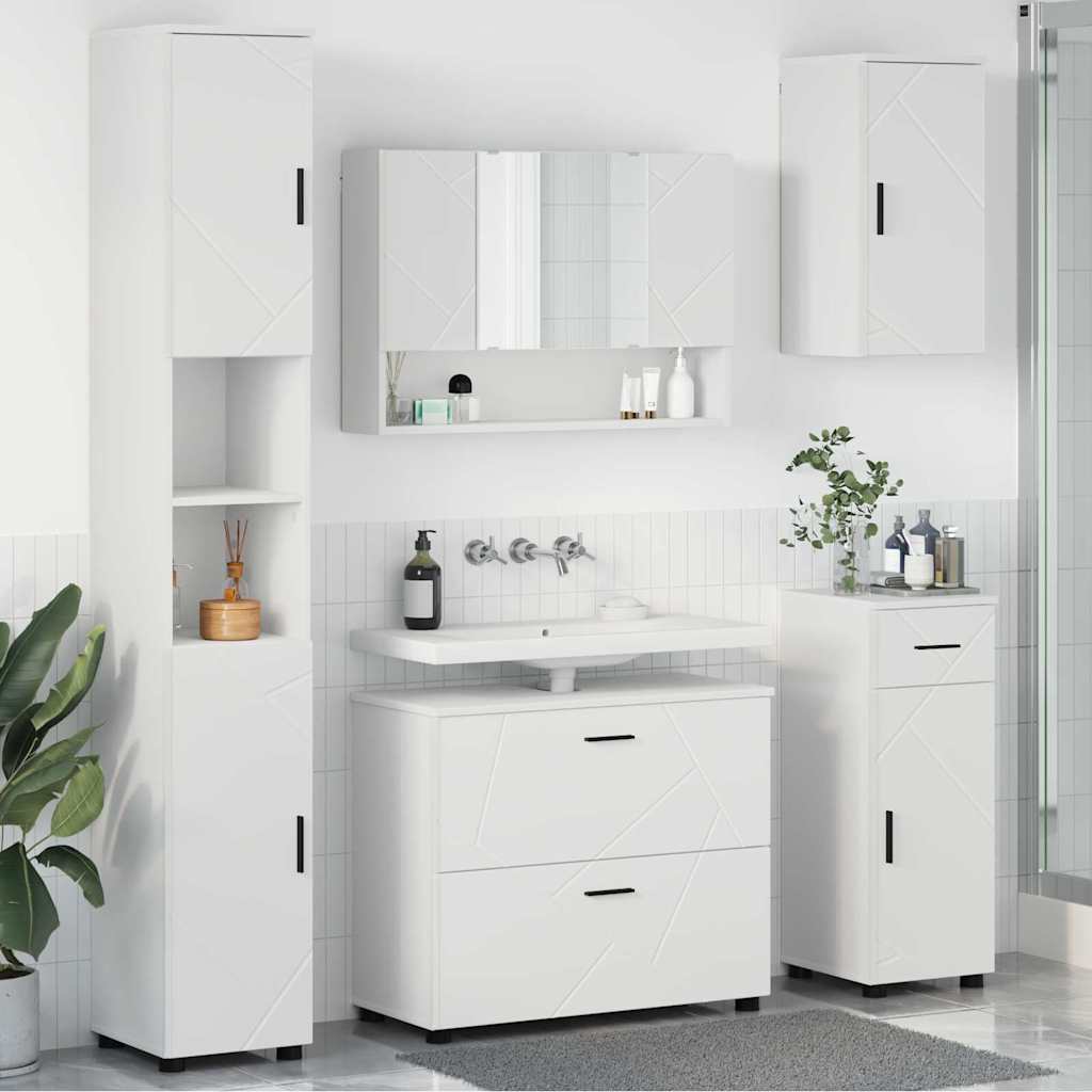 Badezimmermöbel-Set 5 Pcs Beton Grau Sperrholz Und Metall