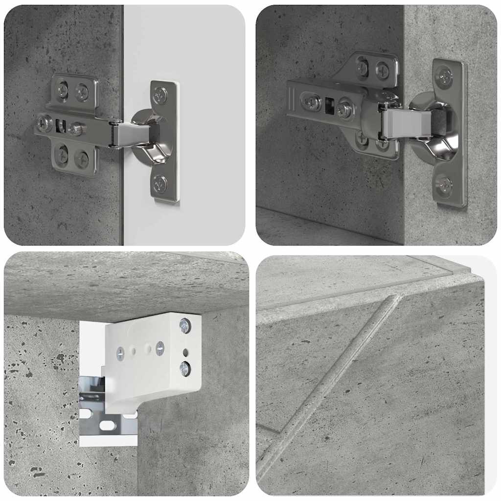 Badezimmermöbel-Set 5 Pcs Beton Grau Sperrholz Und Metall