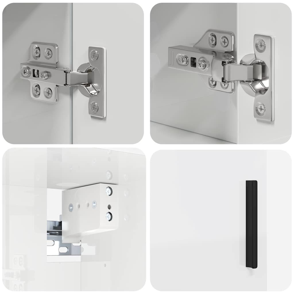 Badezimmermöbel-Set 4 Pcs Hochglanz Weiß Sperrholz Und Metall