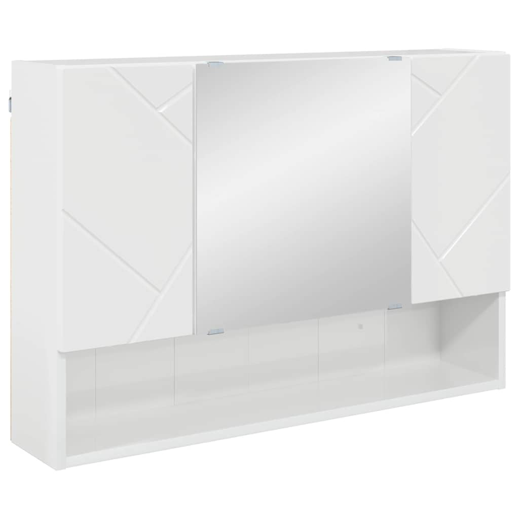 Badezimmermöbel-Set 4 Pcs Hochglanz Weiß Sperrholz Und Metall