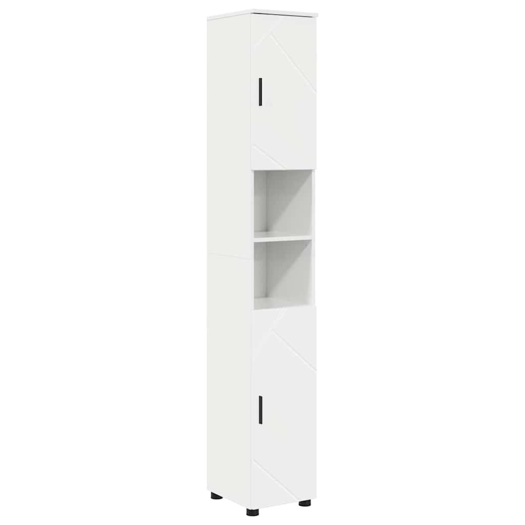 Badezimmermöbel-Set 4 Pcs Hochglanz Weiß Sperrholz Und Metall
