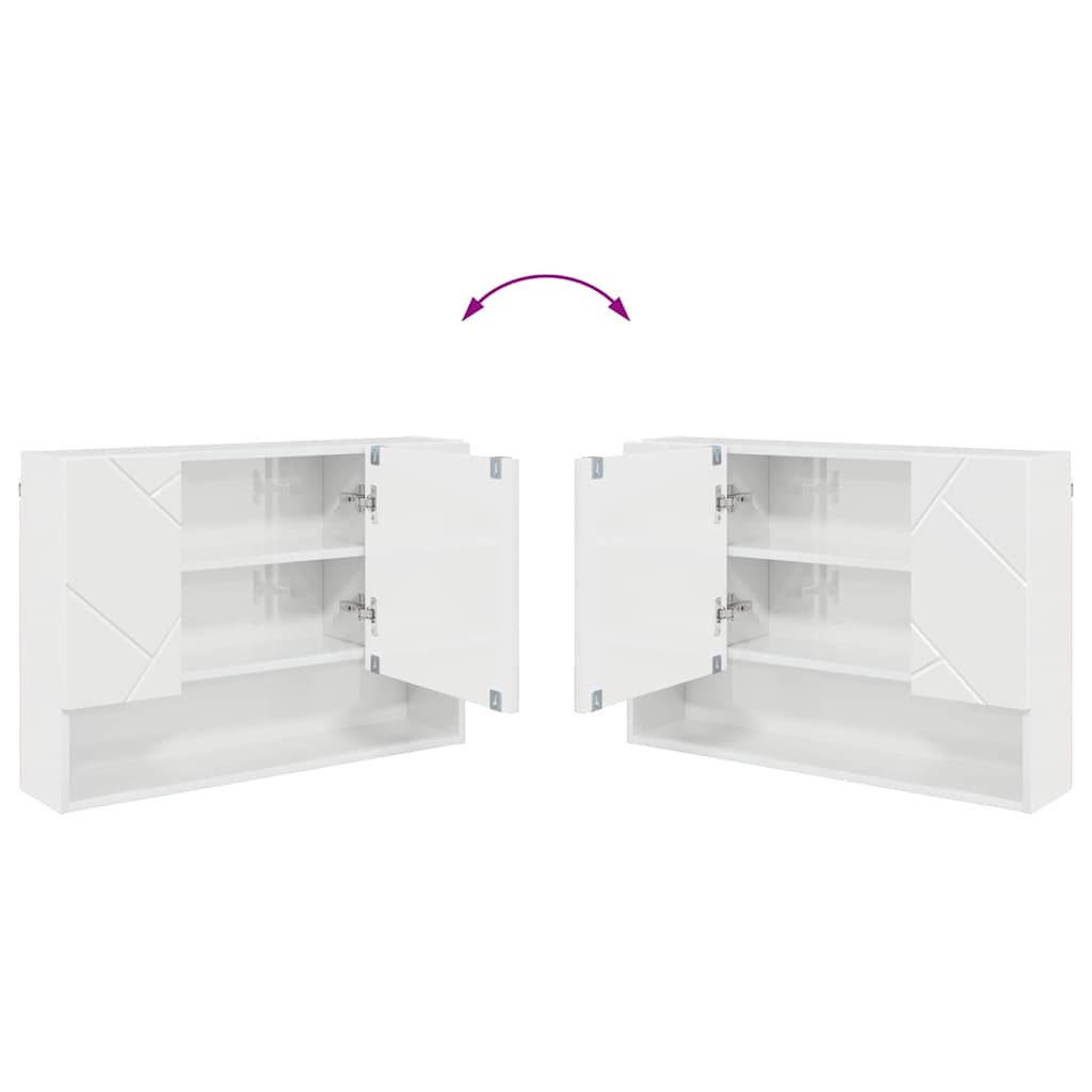 Badezimmermöbel-Set 4 Pcs Hochglanz Weiß Sperrholz Und Metall