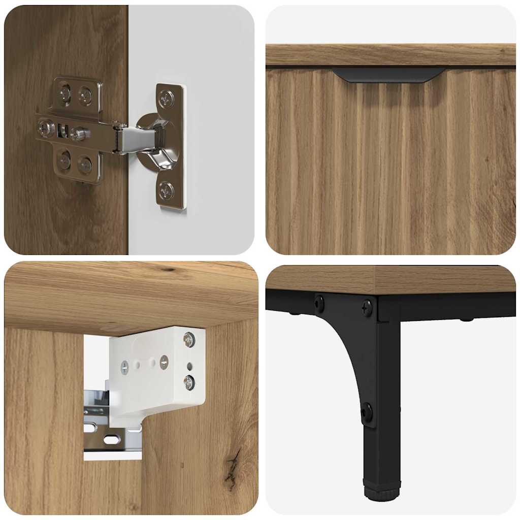 Badezimmermöbel-Set 4 Stk. Holzwerkstoff, Metall