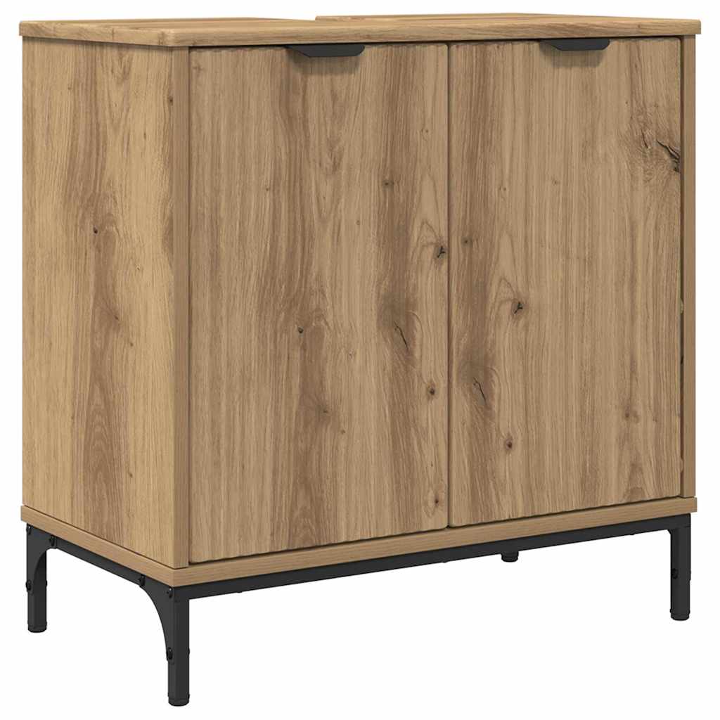 Badezimmermöbel-Set 4 Stk. Holzwerkstoff, Metall