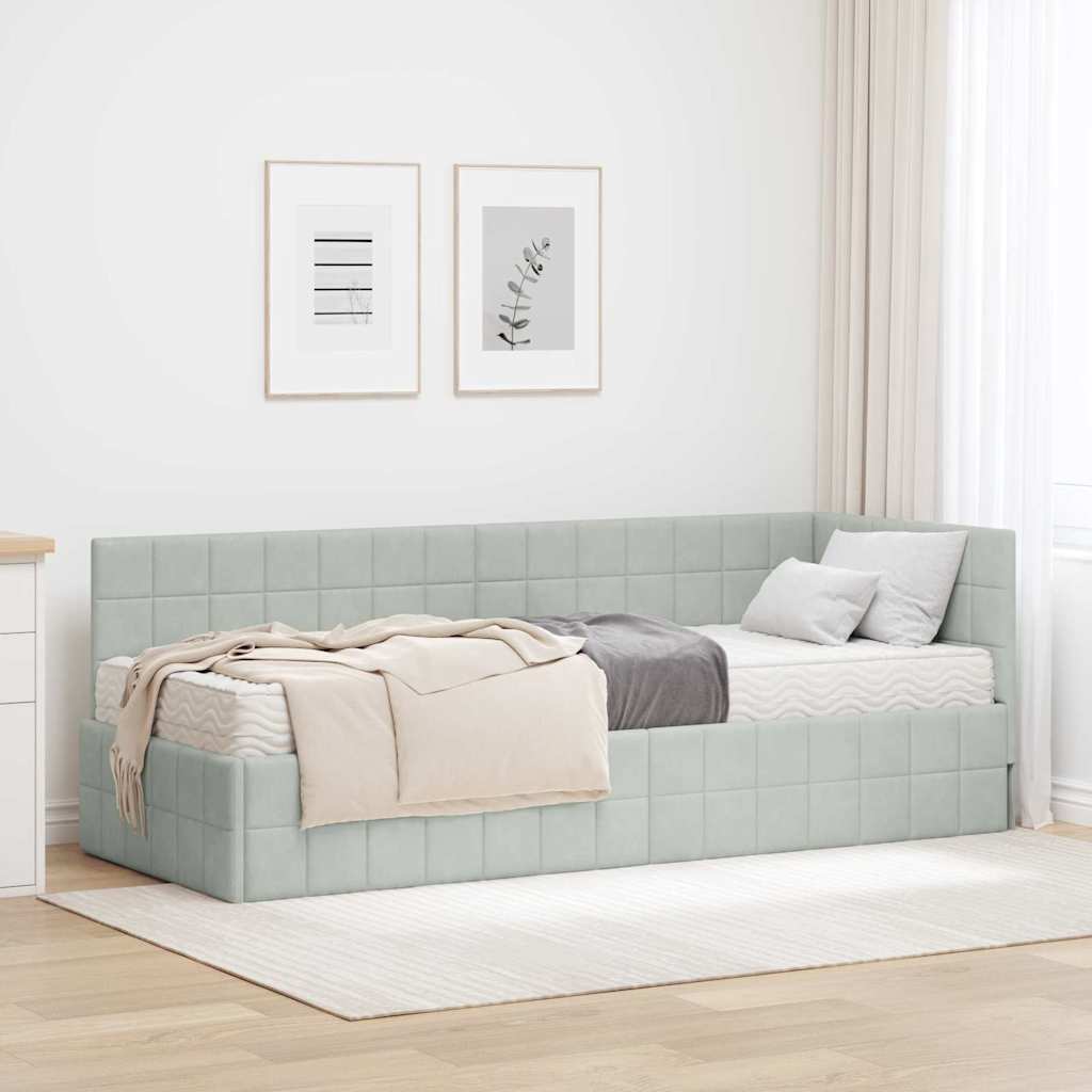 Eckbettgestell Mit Matratze Mit Kopfteil 2 Pcs Samt
