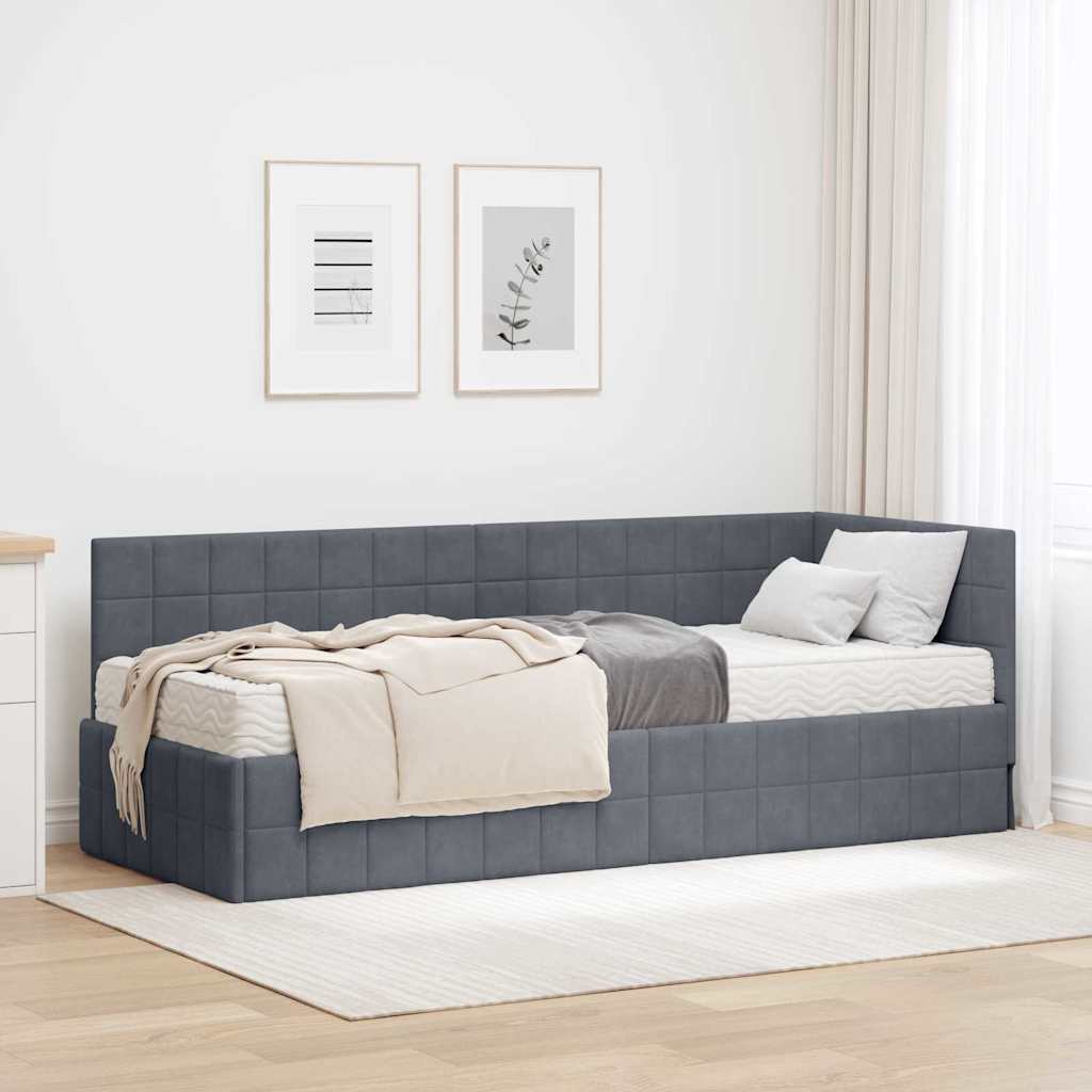 Eckbettgestell Mit Matratze Mit Kopfteil 2 Pcs Samt