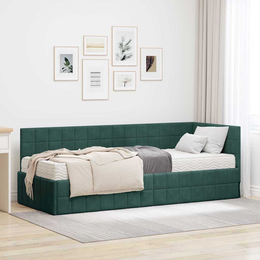 Eckbettgestell Mit Matratze Mit Kopfteil 2 Pcs Samt
