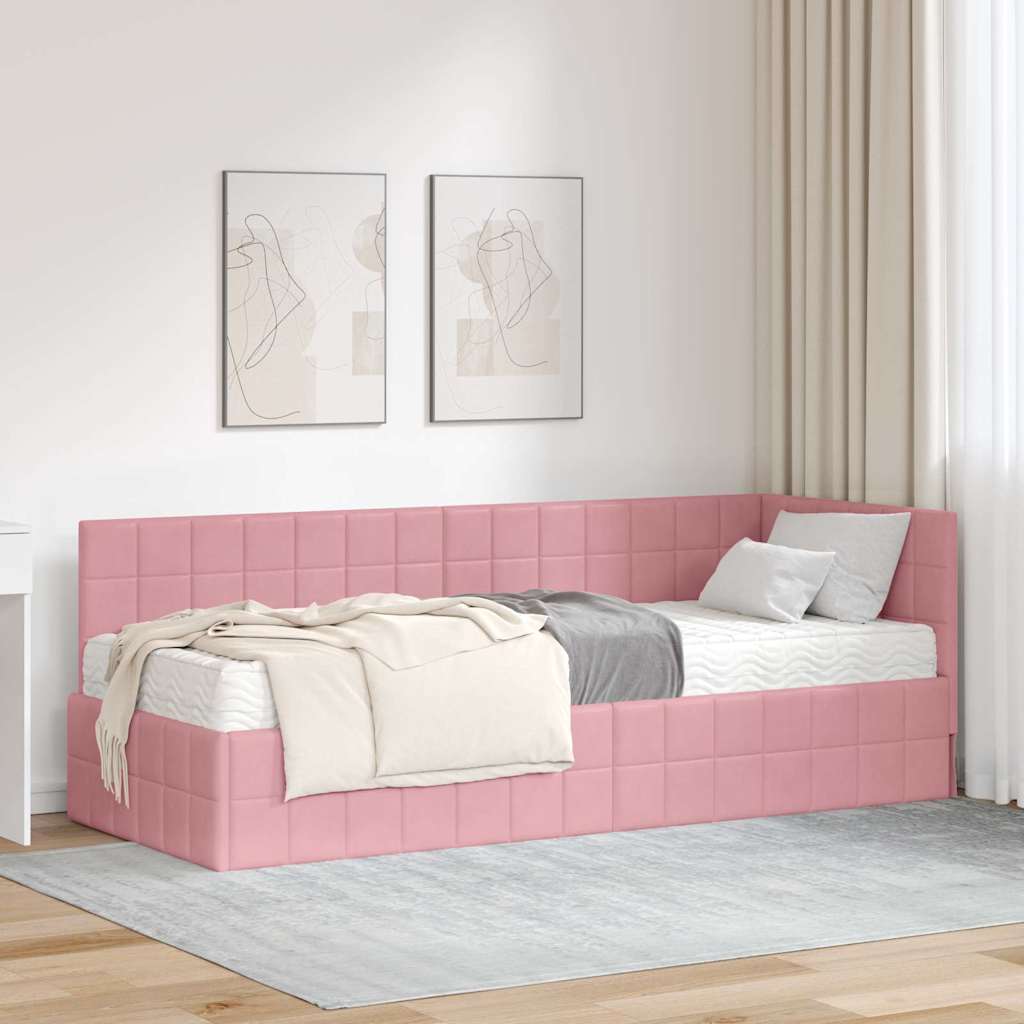 Eckbettgestell Mit Matratze Mit Kopfteil 2 Pcs Samt
