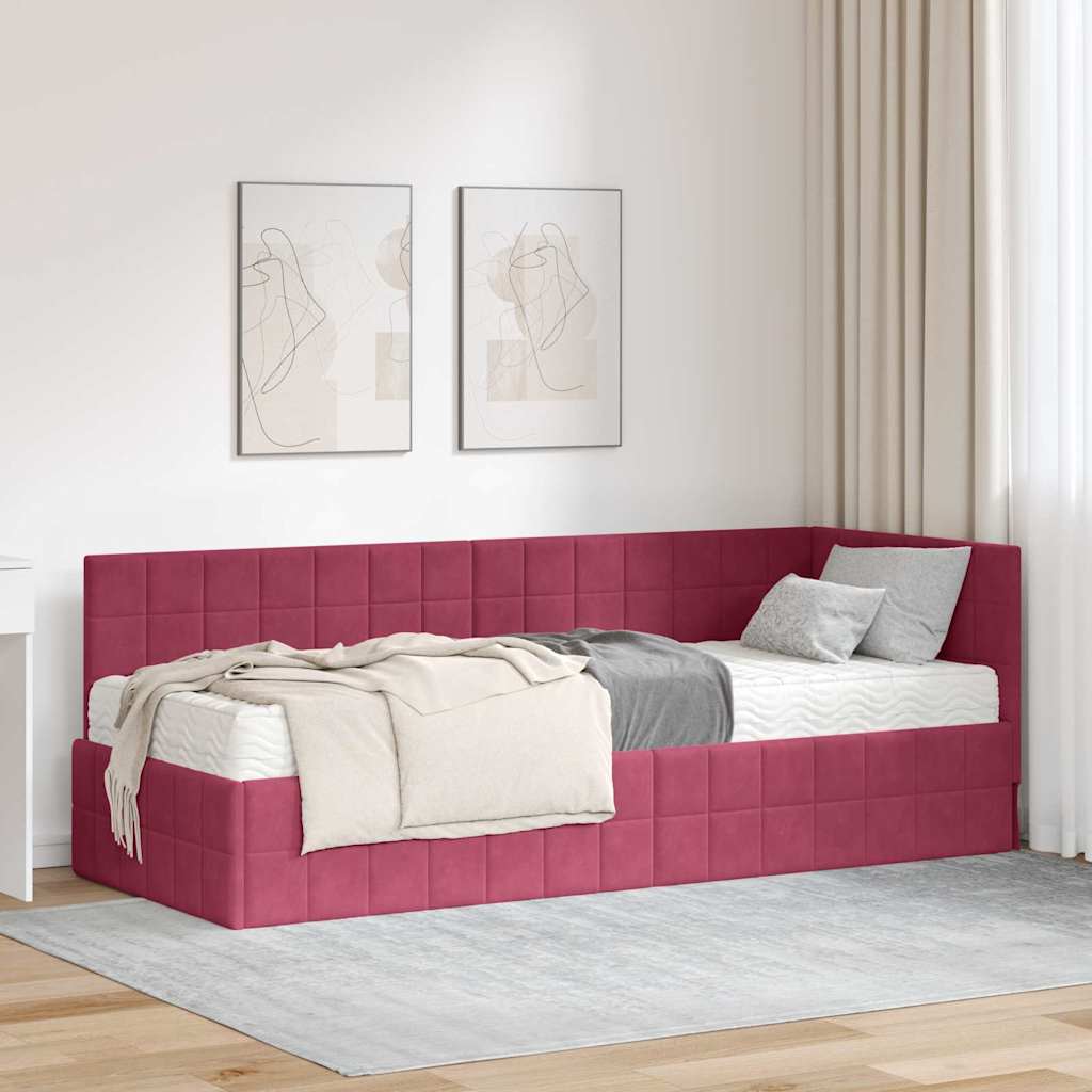 Eckbettgestell Mit Matratze Mit Kopfteil 2 Pcs Samt