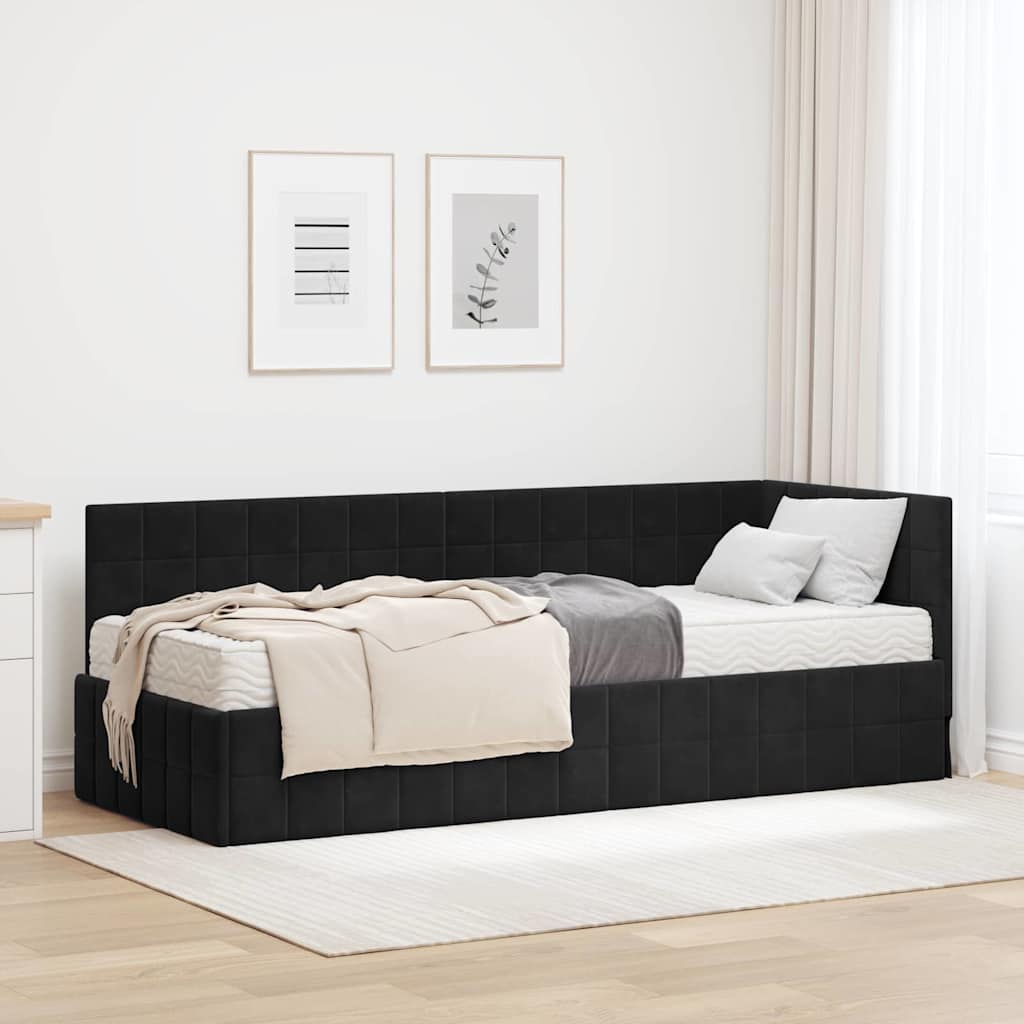 Eckbettgestell Mit Matratze Mit Kopfteil 2 Pcs Samt