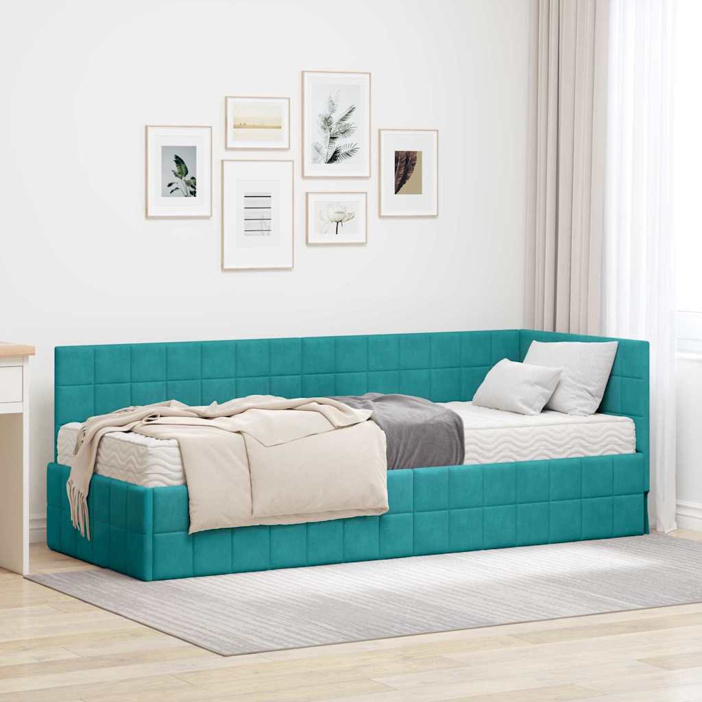 Eckbettgestell Mit Matratze Mit Kopfteil 2 Pcs Samt