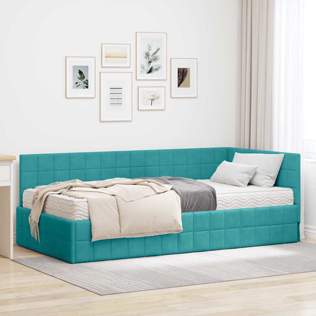 Eckbettgestell Mit Matratze Mit Kopfteil 2 Pcs Samt
