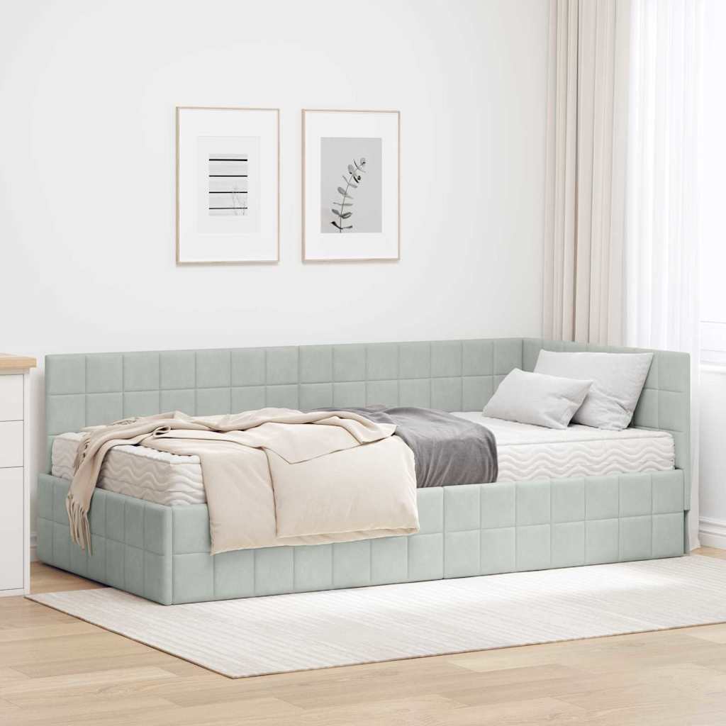 Eckbettgestell Mit Matratze Mit Kopfteil 2 Pcs Samt