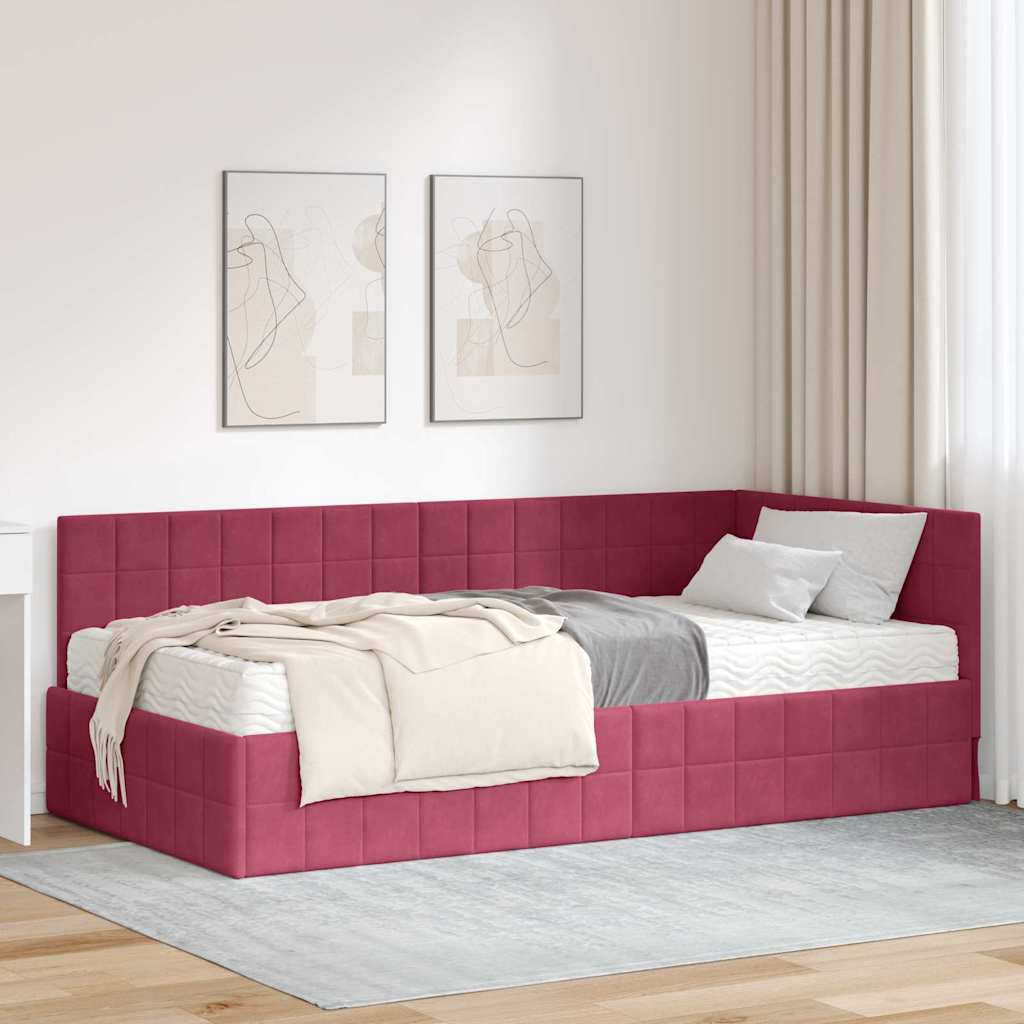 Eckbettgestell Mit Matratze Mit Kopfteil 2 Pcs Samt